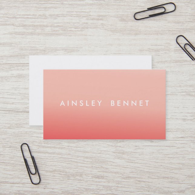 Pink Ombre Watercolor Business Cards (Front/Back In Situ)