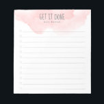 Pink Ombre Watercolor To-Do List Notepad<br><div class="desc">Keep track of your to-do list with this personalised notepad. The design features a pink ombre watercolor at the top,  a customisable header that reads "Get it Done",  beneath you can add your name and 12 lines to add your tasks and check them off.</div>