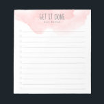 Pink Ombre Watercolor To-Do List Notepad<br><div class="desc">Keep track of your to-do list with this personalised notepad. The design features a pink ombre watercolor at the top,  a customisable header that reads "Get it Done",  beneath you can add your name and 12 lines to add your tasks and check them off.</div>