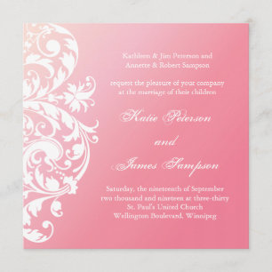Pink Ombre Wedding Invitation