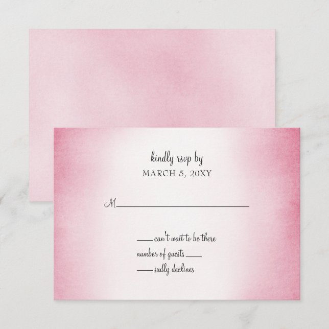 pink ombre wedding invitation rsvp (Front/Back)