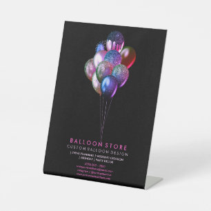 Pink on Black Balloons Event Planning and Party Pedestal Sign