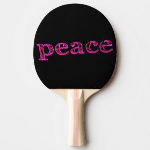 pink on black peace ping pong paddle