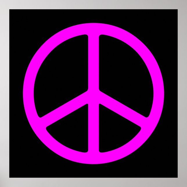 Pink on Black Skinny Peace Symbol Art Print (Front)