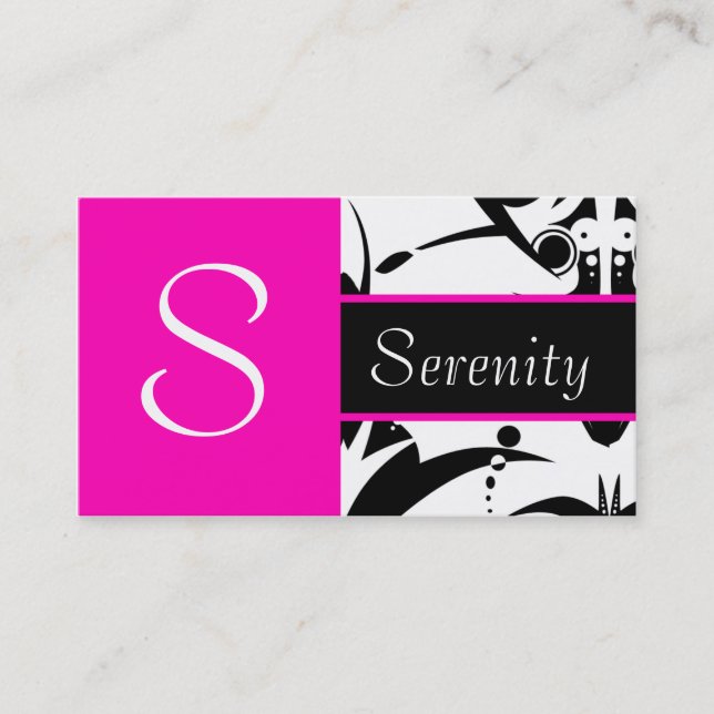 Pink on Blue Classy Business Card (Front)