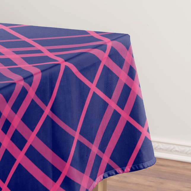 Pink On Blue Plaid Lines Design  Tablecloth (Creator Uploaded)