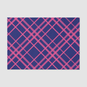 Pink On Blue Plaid Lines Design Tissue Paper