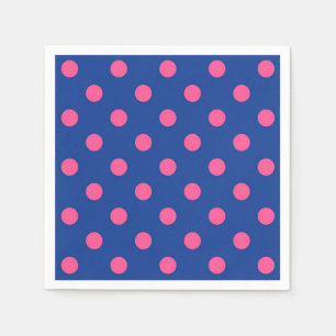 Pink On Blue Polka Dots Pattern Design Napkin