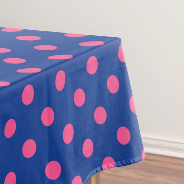 Pink On Blue Polka Dots Pattern Design Tablecloth (Creator Uploaded)