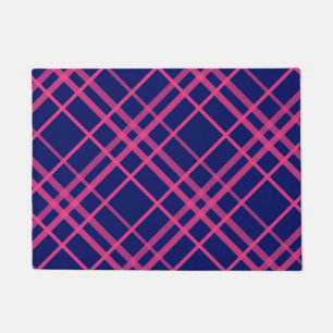 Pink On Blue Tartan Plaid Pattern Design  Doormat