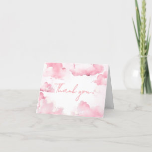 Pink On Cloud Nine Baby Shower  Thank You Card