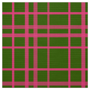 Pink On Green Plaid Lines Design Fabric