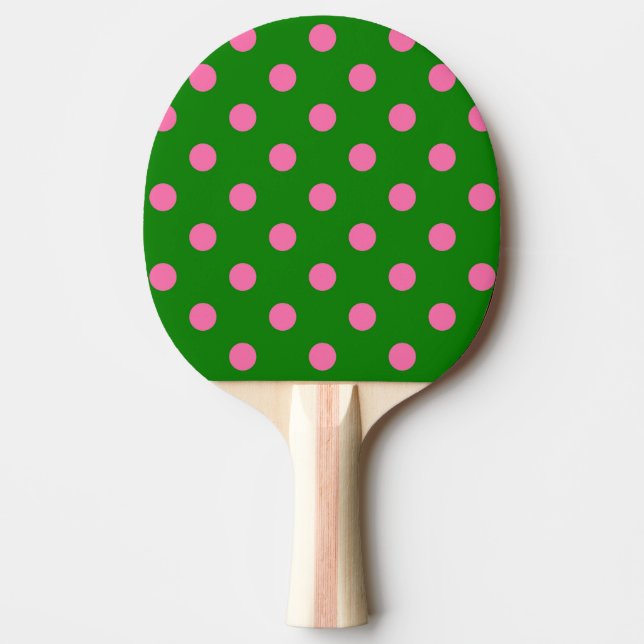 Pink On Green Polka Dots Pattern Design  Ping Pong Paddle (Front)