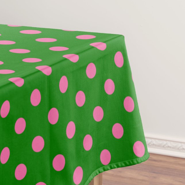 Pink On Green Polka Dots Pattern Design  Tablecloth (Creator Uploaded)