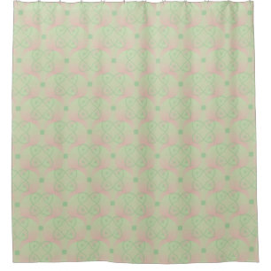 Pink on green shower curtain