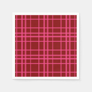 Pink On Maroon Red Tartan Plaid Pattern Design  Napkin