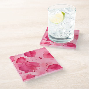 Pink on Pink Abstract  Glass Coaster
