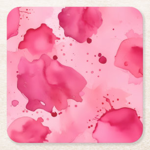 Pink on Pink Abstract  Square Paper Coaster