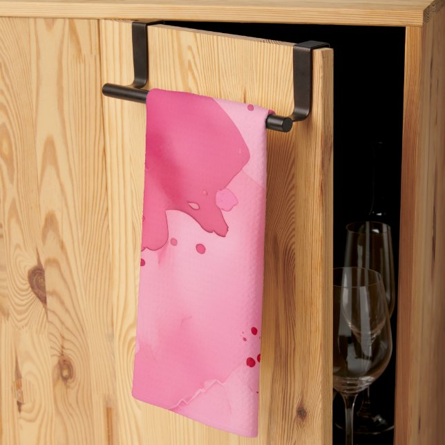 Pink on Pink Abstract Tea Towel (Thirds Fold)