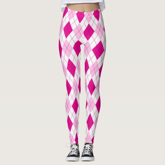 Pink On Pink Argyle Leggings (Front)