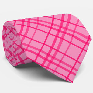 Pink On Pink Grid Line Plaid Design  Tie