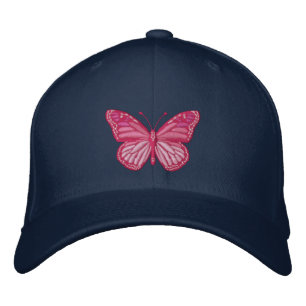 Pink on Pink Monarch Butterfly Embroidered Hat