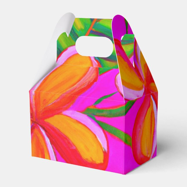 Pink on Pink plumeria Tropical art party favour bo Favour Box (Front Side)