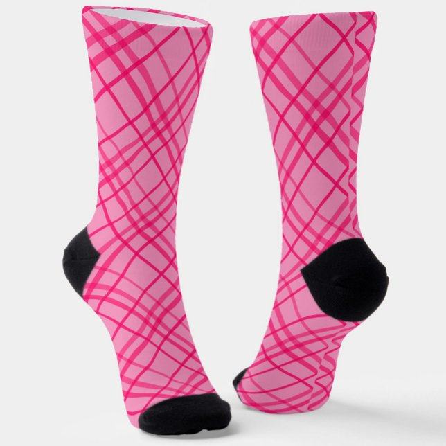 Pink On Pink Tartan Plaid Pattern Design  Socks (Creator Uploaded)