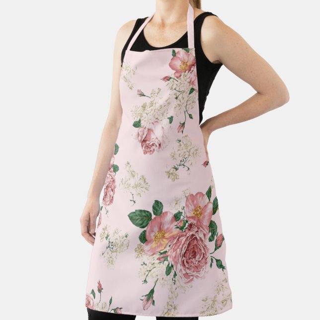 Pink on Pink Vintage Floral  Apron (Insitu)