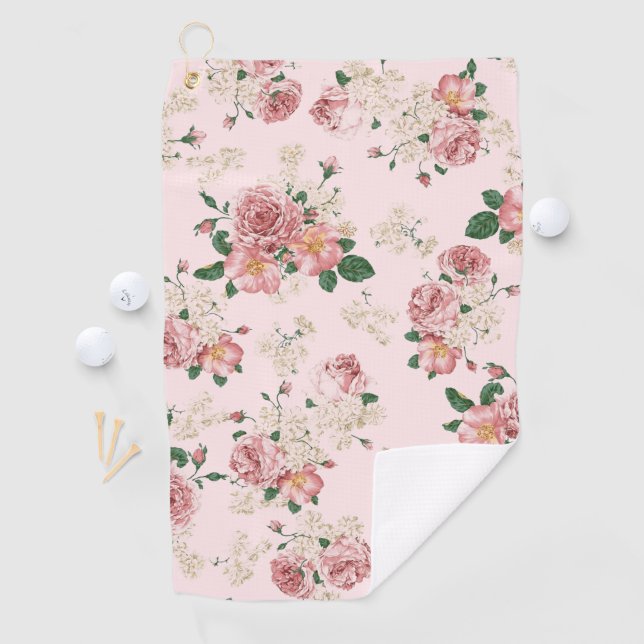 Pink on Pink Vintage Floral  Golf Towel (InSitu)