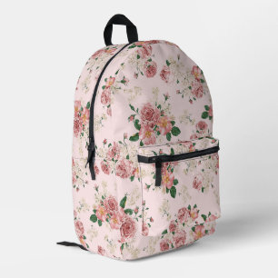 Pink on Pink Vintage Floral Printed Backpack