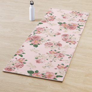 Pink on Pink Vintage Floral  Yoga Mat