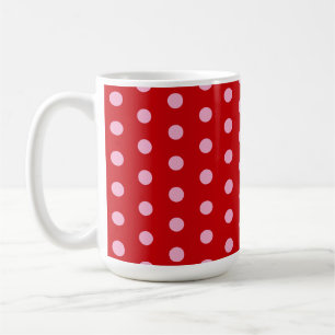 Pink on Red Polka Dots Coffee Mug