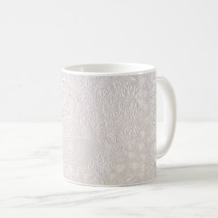 Pink On White Decorative Lace Coffee Mug