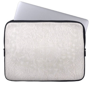 Pink On White Decorative Lace Laptop Sleeve
