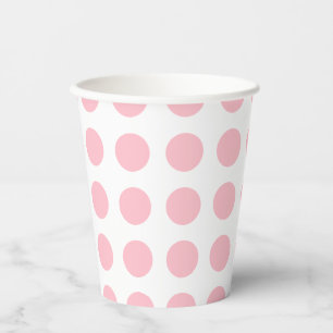 Pink on White Large Size Horizontal Polka Dots Paper Cups