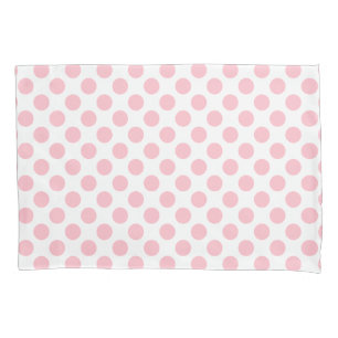 Pink on White Large Size Polka Dots Pillowcase