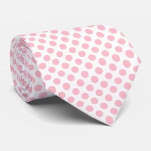 Pink on White Large Size Polka Dots Tie