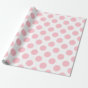 Pink on White Latge Size Polka Dots Wrapping Paper