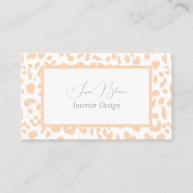 Pink on White Leopard Print Business Card (Front)