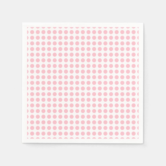 Pink on White Medium Horizontal Polka Dots Paper Napkin (Front)