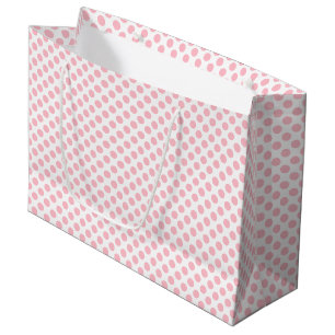 Pink on White Medium Size Polka Dots Large Gift Bag