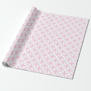 Pink on White Overlapping Circles Wrapping Paper