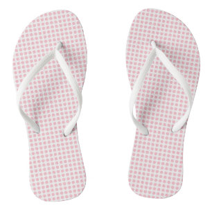 Pink on White Small Size Horizontal Polka Dots Flip Flops