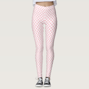 Pink on White Small Size Polka Dots Leggings