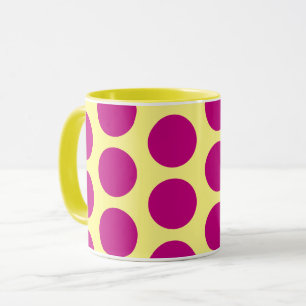 Pink on Yellow Polka Dot Art Mug Cup