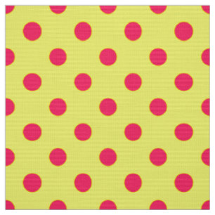 Pink On Yellow Polka Dots Pattern Design Fabric