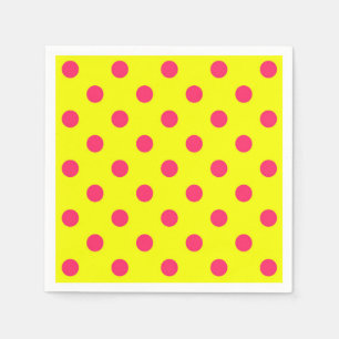 Pink On Yellow Polka Dots Pattern Design Napkin