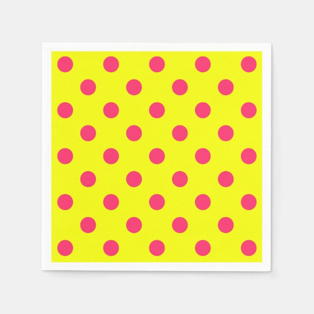 Pink On Yellow Polka Dots Pattern Design  Napkin (Front)