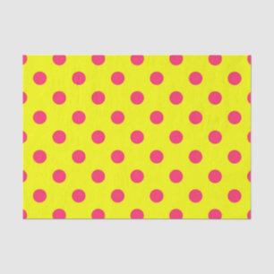 Pink On Yellow Polka Dots Pattern Design  Tissue Paper